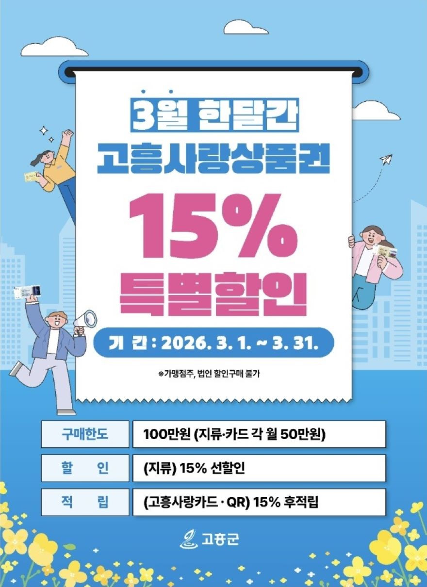3. 고흥군, “민생경제 온기 잇는다” 3월 고흥사랑상품권 15% 특별할인.jpg